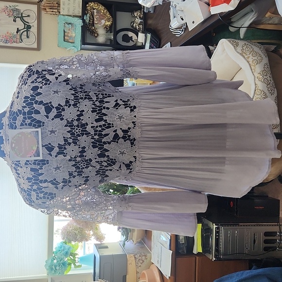 NWT Boho Grey Lace Button Front Blouse Vintage - Picture 8 of 8